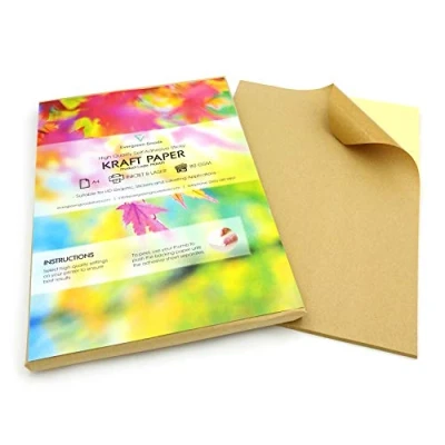 Abbildung von Evergreen Goods 100 Blatt A4 selbstklebendes bedruckbares Kraftpapier mattes Aufkleberpapier geeignet für Tintenstrahl und Laserdrucker Papier Dekoration Produktetiketten