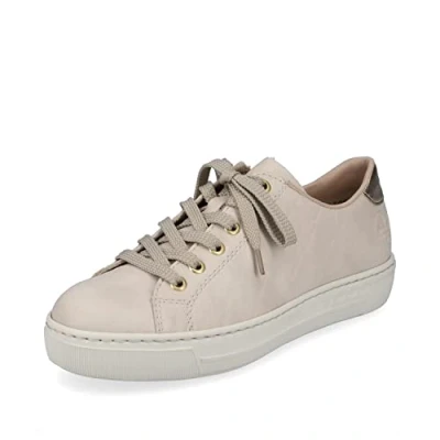 Abbildung von Rieker Damen Sneaker L9800, Frauen Schnürschuhe,schnürer,Sneaker,Halbschuhe,Freizeitschuhe,Schnuerschuhe,lace up,beige (80),36 EU / 3.5 UK