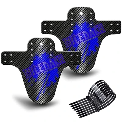 Abbildung von NICEDACK MTB Schutzbleche,Fahrrad Mudguard 2 Stücke Mud Guard Mountainbike Hinten und Vorne Schlamm schaber Spritzschutz (B Schutzbleche Carbon Look, B Blau)