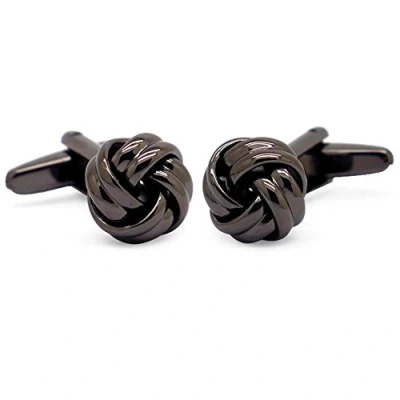 Abbildung von HONEY BEAR Herren Manschettenknöpfe Hochzeit Lieben Knoten Cufflinks (Shinny Schwarz)