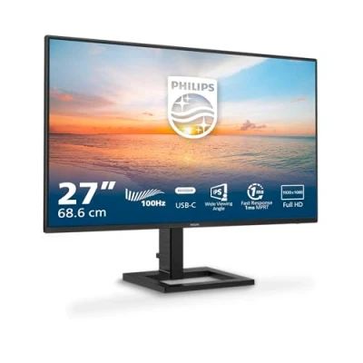 Abbildung von Philips 27E1N1300AM 27 Zoll FHD Monitor, Höhenverstellbar, autsprecher (1920x1080, 100 Hz, HDMI, USB C (65W Power Delivery), Hub) schwarz