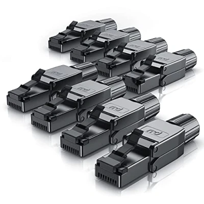 Abbildung von CSL 8 x Netzwerkstecker feldkonfektionierbar RJ45 CAT 6 7 geschirmt 40 GBit/s 2000 MHz Ethernet werkzeuglos LAN Kabel Crimpstecker Steckverbinder für Netzwerkkabel Verlegekabel