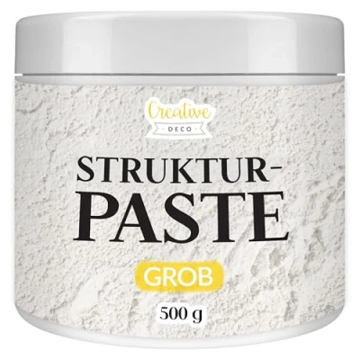 Abbildung von Creative Deco Strukturpaste Grobkörnig 500 g Weiße Spachtelmasse für Acrylmalerei Modellierpaste Kunstprojekte, Acrylfarbe, DIY, 3D Effekte, Texturen Einfach mit Palettenmesser aufzutragen