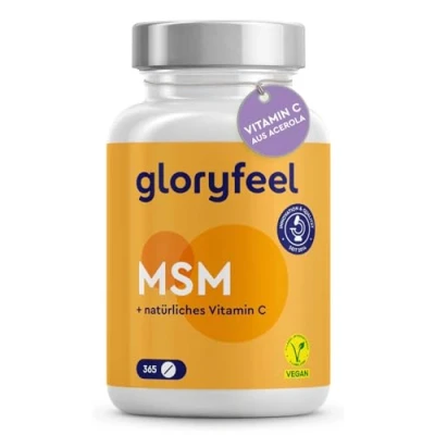 Abbildung von MSM 2000 mg + Vitamin C (Acerola) 365 Tabletten, kompakteres Pulver als bei Kapseln Für Knochen, Gelenke &amp; Immunsystem* Veganes Methylsulfonylmethan Laborgeprüft, ohne Zusätze