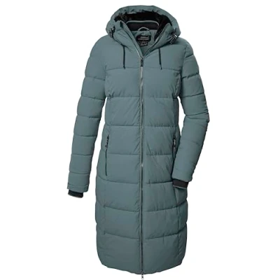 Abbildung von killtec Damen Steppmantel/Funktionsmantel in Daunenoptik mit Kapuze KOW 56 WMN QLTD CT, blaugrau, 46, 41810 000