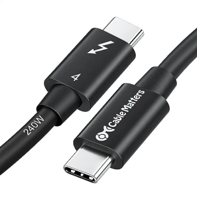 Abbildung von Cable Matters [Intel Zertifiziert] 40Gbps USB4 Thunderbolt 4 Kabel 0,8m mit 8K Video und 240W Aufladung in 0,3 Meter kompatibel USBC, 3 USB