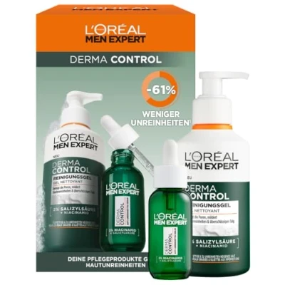 Abbildung von L&#039;Oréal Men Expert GIFT SET Derma Control WITH Cleansing GEL &amp; Serum FOR Problem SKIN Gesichtspflegeset, Herren, Größe: One Size,