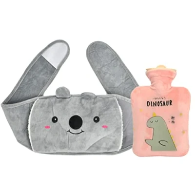 Abbildung von TIMESETL Wärmeflasche mit Bezug, Gummi Wärmflasche Weichem Plüschbezug, Warmwasserbeutel Warm Hot Water Bottle zur Schmerzlinderung für Bauch Rücken Beine