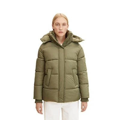 Abbildung von TOM TAILOR Damen Pufferjacke mit Kapuze 1032483, 10905 Tree Moss Green, XXL
