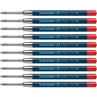 Abbildung von Schneider 175602 Slider 755 Ersatzmine (ViscoGlide Technologie, M=Mittelstrich) 10er Packung, rot