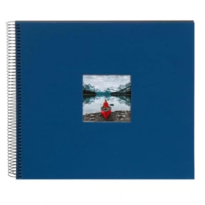 Abbildung von goldbuch 25975 Spiralalbum mit Bildausschnitt, Bella Vista, Foto Album 35 x 30 cm, Fotoalbum 40 schwarze Seiten, Erinnerungsalbum aus Leinen, Fotobuch für Bilder und Fotos zum Einkleben, Blau