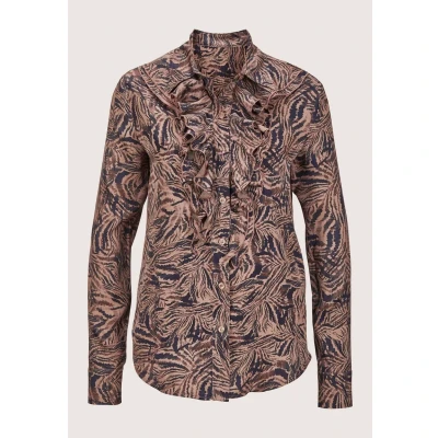 Abbildung von Madeleine MIT RÜSCHENDEKORATION Hemdbluse Navy caramel espresso, Damen, Größe: 40, espresso