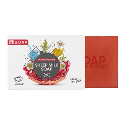 Abbildung von MY SOAP Schafmilchseife, Natural by accentra, handgefertigte Schafmilchseife in Papierschachtel, 100g, Motiv/Duft: Granatapfel