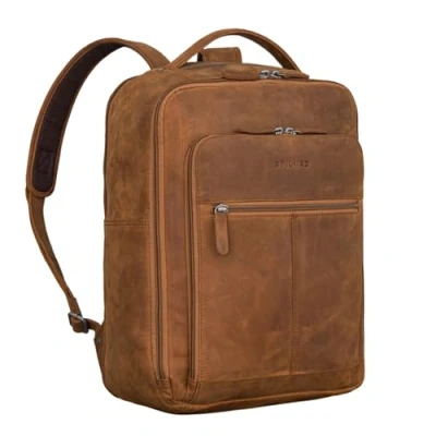 Abbildung von STILORD &#039;Gordon&#039; Rucksack Leder Herren und Damen Messenger Laptop 17 Zoll Lederrucksack Business Herren, Farbe:tan dunkelbraun