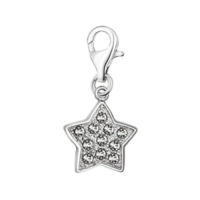 Abbildung von Quiges Charm Anhänger Weiß Zirkonia Stern 925 Silber mit Karabinerverschluss für Bettelarmband