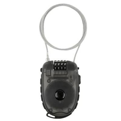 Abbildung von M Wave 230051 Lock&#039;n&#039;Roll Kabelschloss, Fahrradschloss, Vorhängeschloss, 90cm Stahlseil, Universelles Draht Seilschloss, mit 4 Zahlenscheiben, persönlicher Sicherheitscode, zum Aufrollen, Schwarz