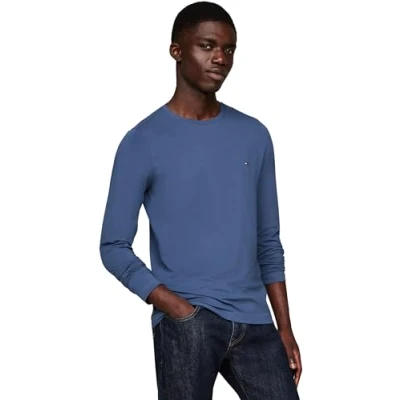 Abbildung von Tommy Hilfiger SLIM FIT LONG Sleeve TEE Langarmshirt, Herren, Größe: XS, Aegean sea
