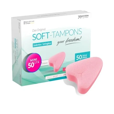 Abbildung von JOYDIVISION soft Tampons Mini I 50 Stück fadenlose für Sport, Schwimmen &amp; Spa Menstruationsschwämmchen ultra leichtes Einführen Entfernen Softtampon ohne Faden