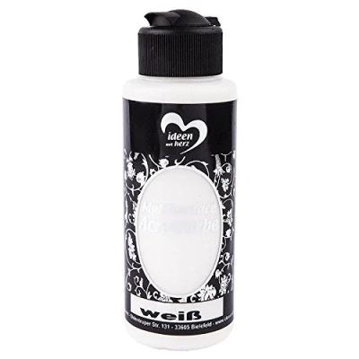 Abbildung von Ideen mit Herz Acrylfarbe Multisurface Allzweckfarbe zum Bemalen von Holz, Glas, Polyester, Keramik, Porzellan, Terracotta, Styropor, Stoff, Leder Universalfarbe auf Wasserbasis 120ml (weiß)