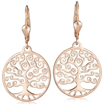 Abbildung von Materia Lebensbaum Ohrhänger Rosegold Brisur Ohrringe Silber 925 vergoldet SO 246