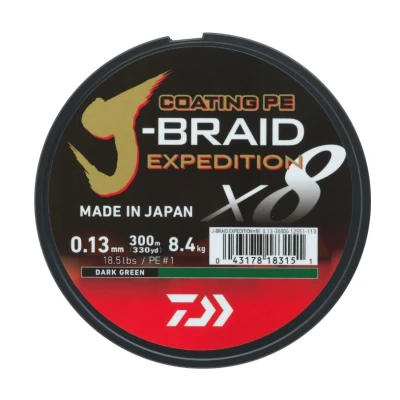 Abbildung von Daiwa J Braid Expedition X8E Geflochtene Schnur Dark Green 0.06mm/5.2kg (300m)