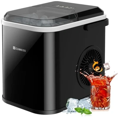Abbildung von Eiswürfelmaschine, 120W Eiswürfelbereiter 8 Eiswürfel in Minuten, 12kg/24h, LED Display Ice Maker Machine mit Infrarotsensor &amp; Selbstreinigung