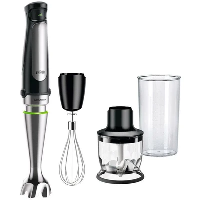 Abbildung von Braun MultiQuick 7 MQ7025X, Stabmixer mit ACTIVEBlade Technologie &amp; POWERBell Plus, EasyClick system 1000W, Schwarz inkl Schneebesen, Zerkleinerer (350 ml), Mix und Messbecher (600 ml)