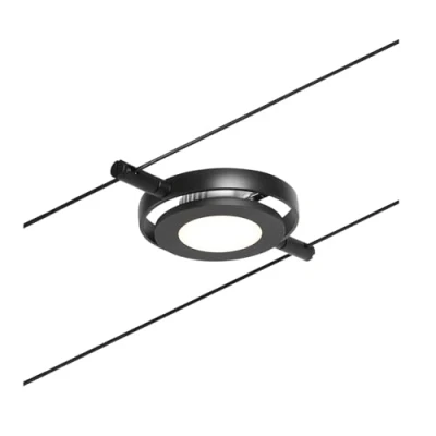 Abbildung von Paulmann 94419 CorDuo LED Seilsytem Spot RoundMac DC incl. 1x4,5 Watt erweiterbar Schwarz matt, Chrom Drahtseil Metall 3000 K
