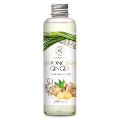 Abbildung von Refill Reed Diffuser Lemongrass Ginger Raumduft Nachfüllflasche Zitronengras Ingwer 200ml Nachfüllung mit ätherischem Ingweröl Langanhaltend Natürliche Raumdüfte Fur Raum Küche Baden