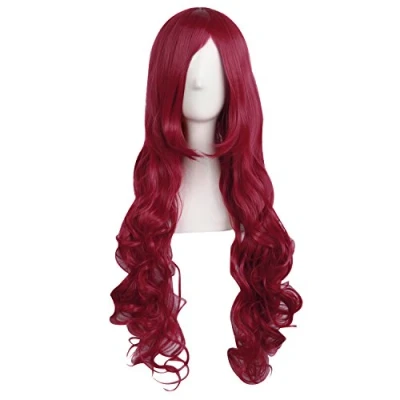 Abbildung von MapofBeauty 32&quot; Langes Haar Spirale lockige Cosplay Kostüm Perücke (dunkelrot)