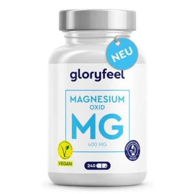 Abbildung von Magnesium aus Magnesiumoxid 760mg, davon 400mg elementares pro Portion Unterstützt Muskelfunktion &amp; Energiestoffwechsel* Laborgeprüft, vegan ohne Zusätze in Deutschland hergestellt