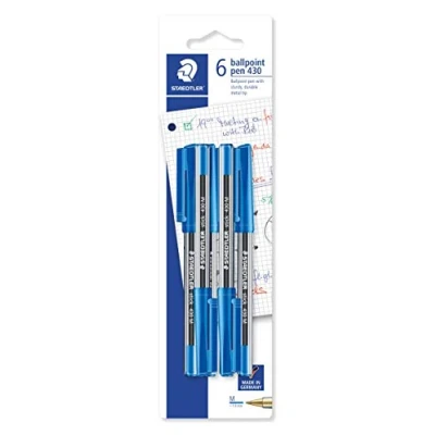 Abbildung von STAEDTLER 430 M3BK6 stick Kugelschreiber Linienbreite M, 0.45 mm, 6 Stück auf Blisterkarte, blau