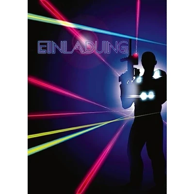 Abbildung von EDITION COLIBRI 10 Lasertag Einladungen: Geburtstagseinladungen Kinder, Mädchen/Jungen, er Set, Einladungskarten zum Kindergeburtstag, Lichtschwertern (11140)