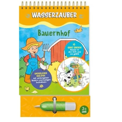 Abbildung von Bauernhof Wasserzauber Malbuch: Male die Motive mit dem Wasserstift immer wieder aus