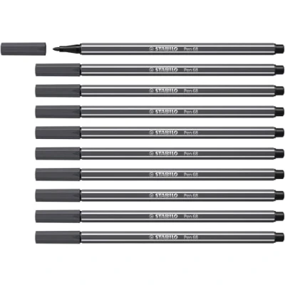 Abbildung von Premium Filzstift STABILO Pen 68 10er Pack schwarzgrau