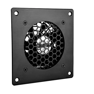 Abbildung von euroharry USB Ventilator,80MM Lüfter,mit 3 Gang verstellbarem 5V/0.3A einer modernen gebürsteten schwarzen Aluminiumrahmen,für Heimkino AV Schrank Kühlung