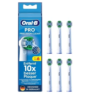 Abbildung von Oral B Pro Precision Clean Aufsteckbürsten für elektrische Zahnbürste, 6 Stück, Zahnreinigung mit innovativen X förmigen Borsten, Original Zahnbürstenaufsatz, Designed in Germany
