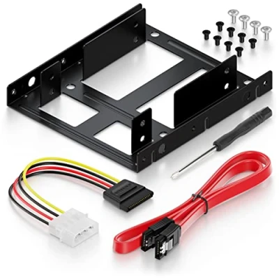 Abbildung von deleyCON Einbaurahmen für 2,5&quot; Festplatte SSD auf 3,5&quot; Adapter Festplatten Einbau Rahmen (bis zu 2X HDD oder SSD) Wechselrahmen Halterung