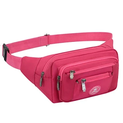 Abbildung von wasserdichte Bauchtasche Damen Herren für Reise und Sport Plus Size, Hüfttasche Sport, Wasserdicht Hüfttaschen Running Size (Rose Rot)