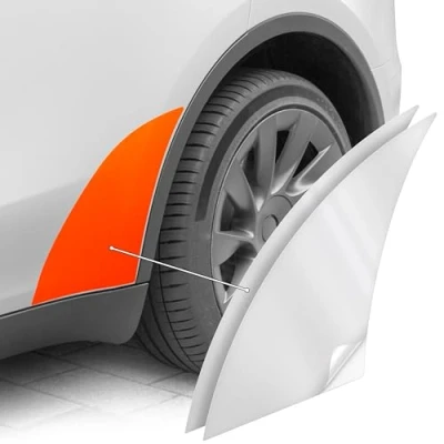 Abbildung von Luxshield Radlaufschutz Folie Komplettset für Tesla Model Y I 2020 2024 Radkasten, Lackschutzfolie, Steinschlagschutz Transparent glänzend Selbstklebend
