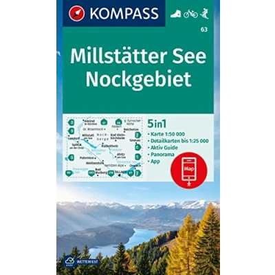 Abbildung von KOMPASS Wanderkarte 63 Millstätter See, Nockgebiet 1:50.000: 5in1 Wanderkarte, mit Panorama, Aktiv Guide und Detailkarten inklusive Karte zur offline ... in der App. Fahrradfahren. Skitouren.