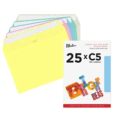 Abbildung von Blake Creative Colour 45456 Farbige Briefumschläge Haftklebung Sortierte Pastellfarben C5 162 x 229 mm 120g/m² 25 Stück