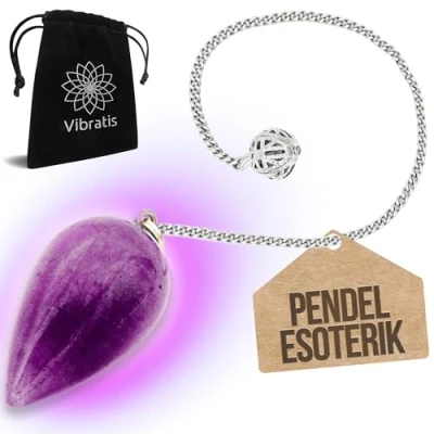Abbildung von Wahrsagen Pendel für Radiästhesie aus Amethyst Stein der Gelassenheit, Konzentration &amp; Kreativität [𝐒𝐀𝐓𝐈𝐒𝐅𝐀𝐈𝐓 𝐎𝐔 𝐑𝐄𝐌𝐁𝐎𝐔𝐑𝐒𝐔𝐒𝐓]