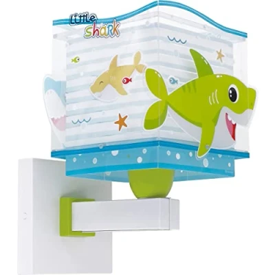 Abbildung von Dalber kinder Wandlampe, Kinderlampe Wandleuchte, kinderzimmer Little Shark Haie Tiere, zimmer leuchte lampenschirm, 63479, E27