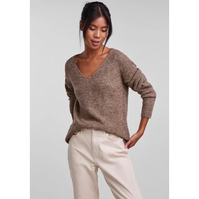 Abbildung von Pieces Pcellen Vneck NOOS Strickpullover, Damen, Größe: XS, Fossil
