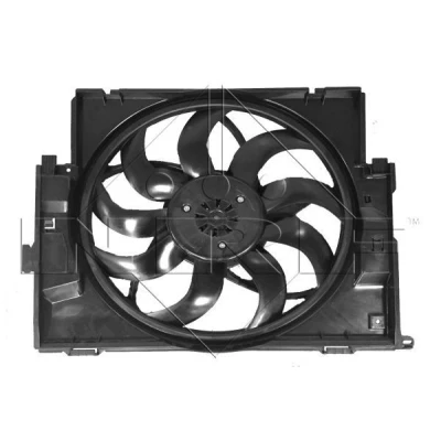 Abbildung von NRF 47736 Lüfter 485 12 600 mit Kühlerlüfterrahmen (Zarge), bürstenloser Motor BMW: 3 Touring