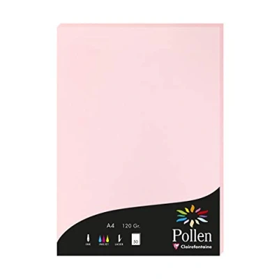 Abbildung von Clairefontaine 4281C Packung mit 50 Karten Pollen 120g, DIN A4, 21 x 29,7cm, Rosa
