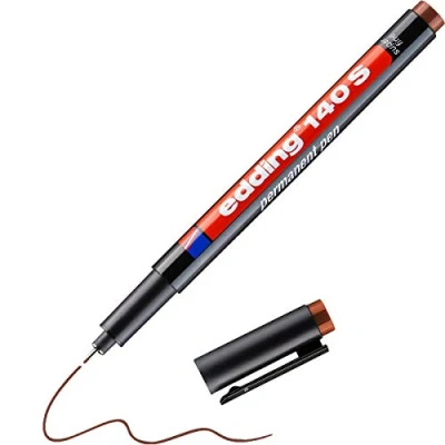Abbildung von edding 140 S Permanenter Folienschreiber braun 1 Stift Rundspitze 0,3 mm zum Schreiben auf Glas, Kunststoff, Folien und glatten Oberflächen schnelltrocknend, wisch wasserfest