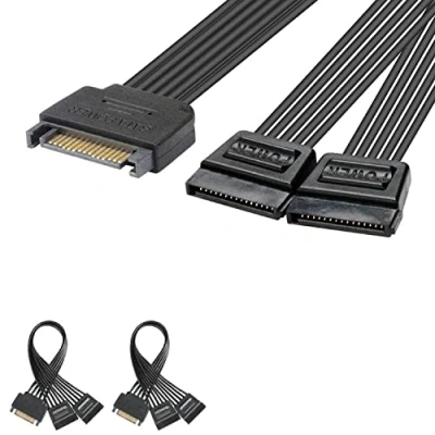Abbildung von J&amp;D 2er Pack 15 Pin SATA Power Y Splitter Kabel, Männlich auf Weiblich 20cm