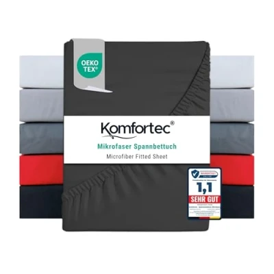 Abbildung von Komfortec Spannbettlaken 160x200 cm aus Gebürstete Mikrofaser Anthrazit